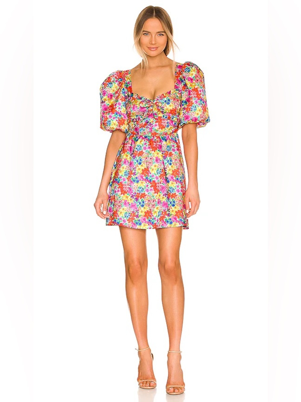 For Love & Lemons | Merrill Puff Sleeve Floral Mini Dress Small
